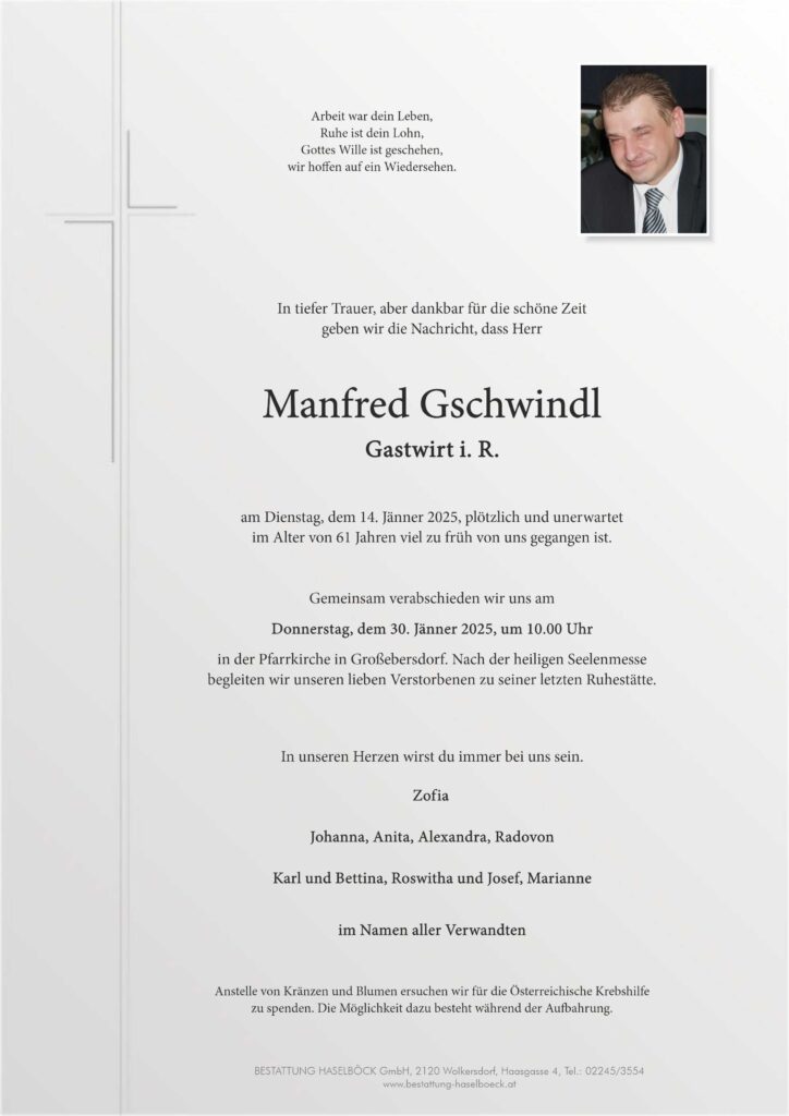 Gschwindl_Manfred_Großebersdorf_Parte_Bestattung_Haselböck