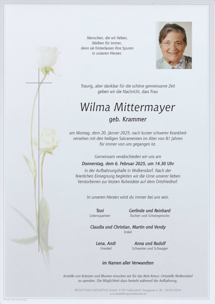 Mittermayer_Wilma_Wolkersdorf_Parte_Bestattung_Haselböck