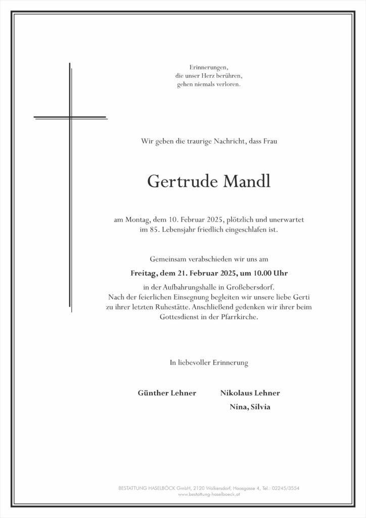 Mandl_Gertrude_Großebersdorf_Parte_Bestattung_Haselböck