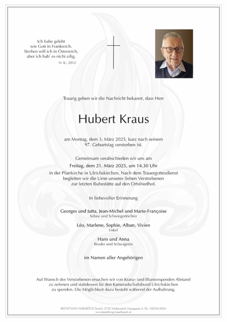 Kraus_Hubert_Ulrichskirchen_Parte_Bestattung_Haselböck